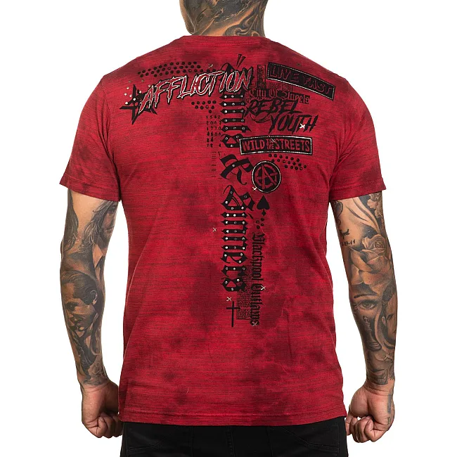 Футболка мужская AFFLICTION Wild Street Tee Affl.Red Biking Red Crystal