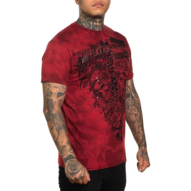 Футболка мужская AFFLICTION Wild Street Tee Affl.Red Biking Red Crystal