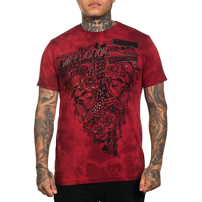 Футболка мужская AFFLICTION Wild Street Tee Affl.Red Biking Red Crystal