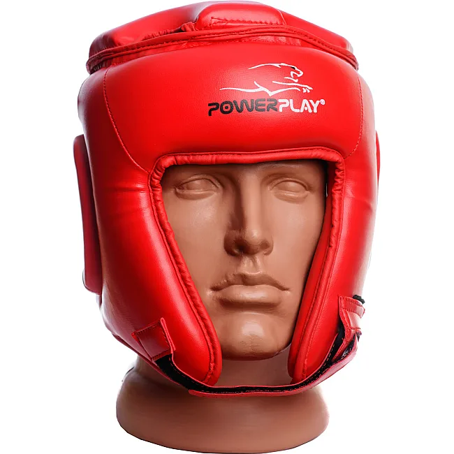 Турнирный шлем для бокса POWERPLAY 3045 Красный (капа в подарок)