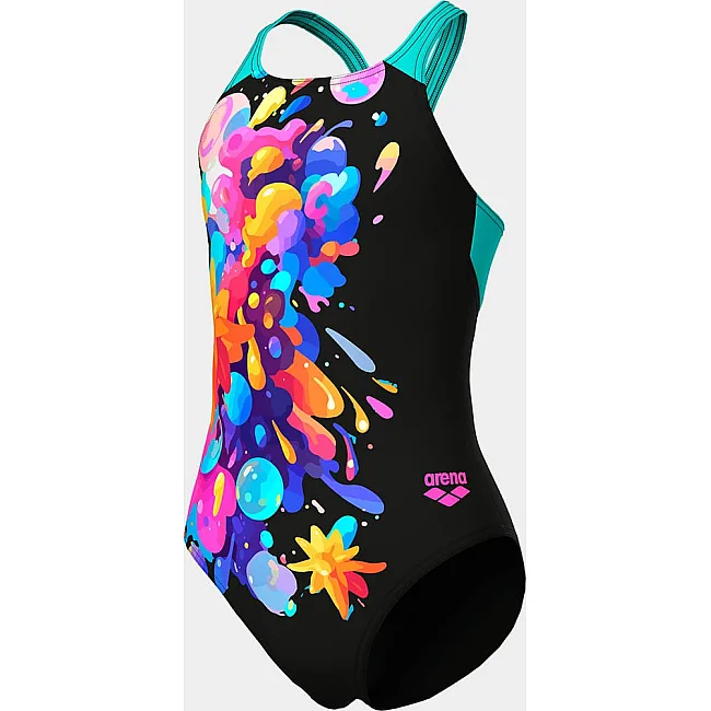 Купальник для девочек Arena PAINTING SWIMSUIT V BACK черный (для детей)