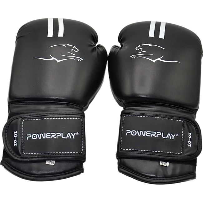 Боксерские перчатки PowerPlay 3016 Contender Черно-Белые
