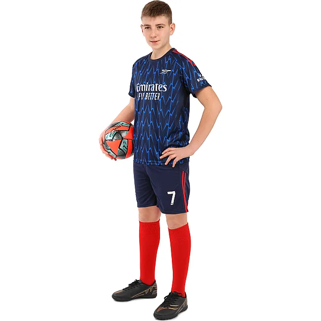 Футбольна форма дитяча із символікою клубу ARSENAL гостьова 2026 SP-SPORT CO-7350 (Синій-чорний)