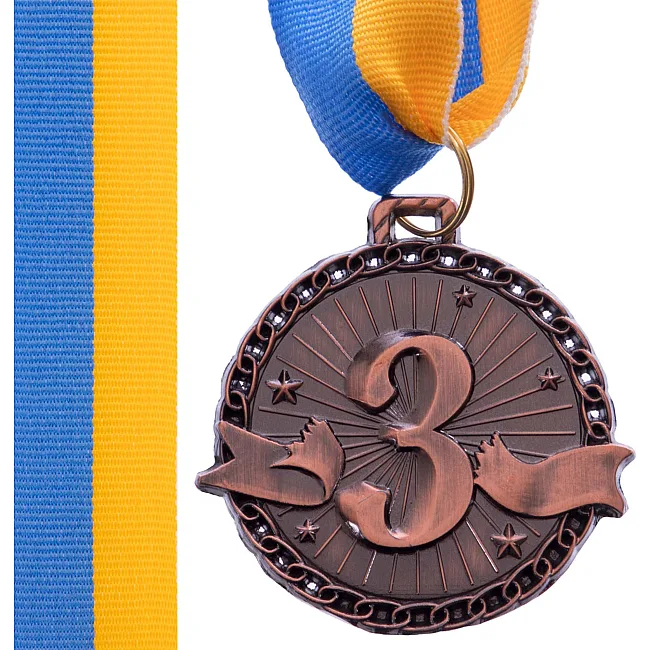 Медаль спортивна зі стрічкою SP-SPORT ZIP C-6404 ø4,5см (Бронзовий)