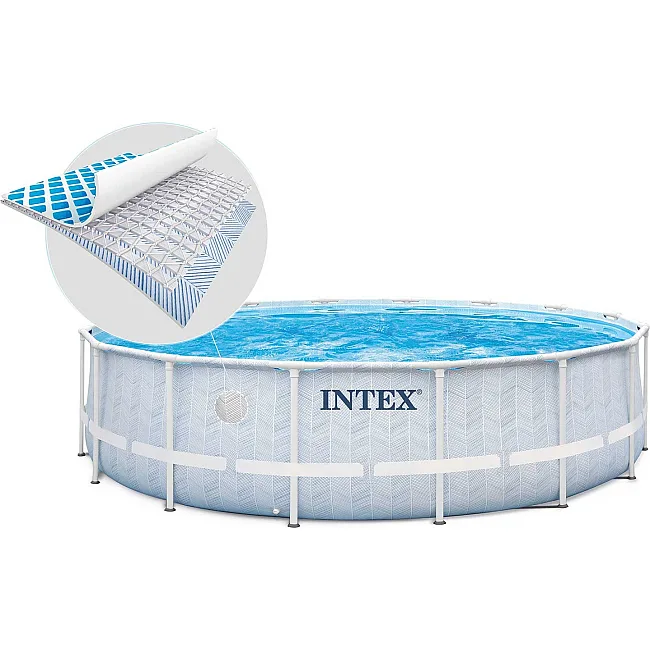Бассейн каркасный 17в1 INTEX 26746, 488 х 122 см, бело-синий