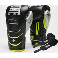 Боксерські рукавиці Leone GN110F REVO FLUO Black (бинти 4 м. в комплекті)