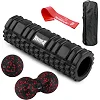 Набор для массажа и йоги PowerPlay PP_4097 (ролик 30*10 + 2-я мячи) Black + резинка 11 кг.