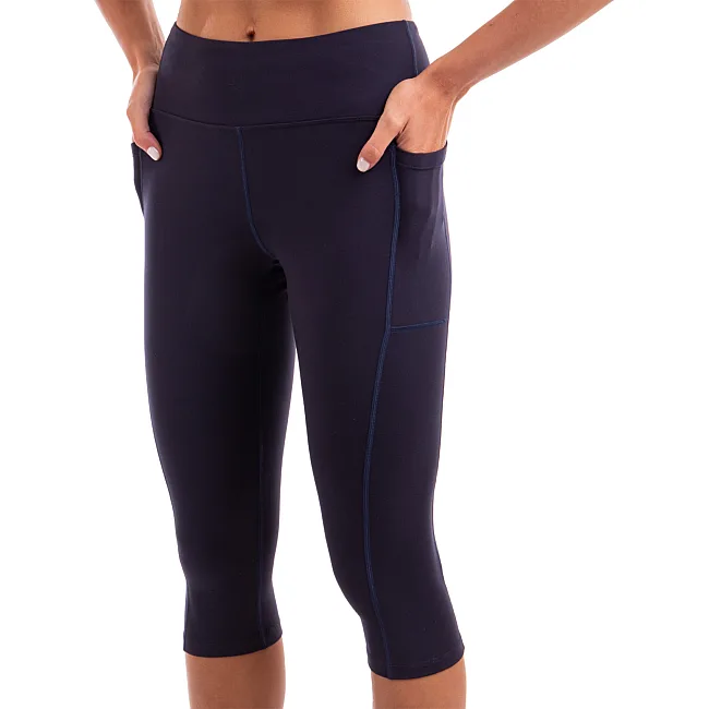 Лосины леггинсы спортивные женские короткие (3/4) LINGO LD-L3012 (Темно-синий)