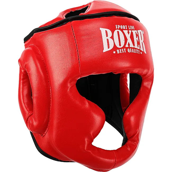 Тренировочный шлем для бокса искусственная кожа BOXER NEW 2036-N (Красный)