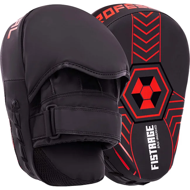 Лапа боксерская изогнутая тренировочная FLEX FISTRAGE VL-5485 24x18x6см 2штуки (Черный-красный)