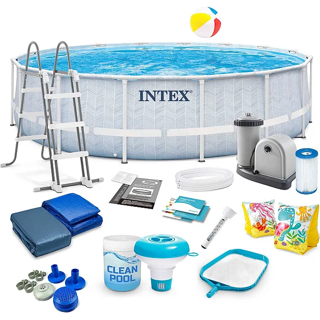 Бассейн каркасный 17в1 INTEX 26746, 488 х 122 см, бело-синий