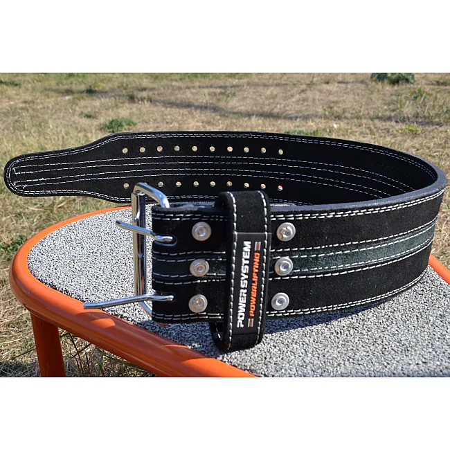 Пояс для пауэрлифтинга POWER SYSTEM PS-3800 кожаный Black/Grey Line