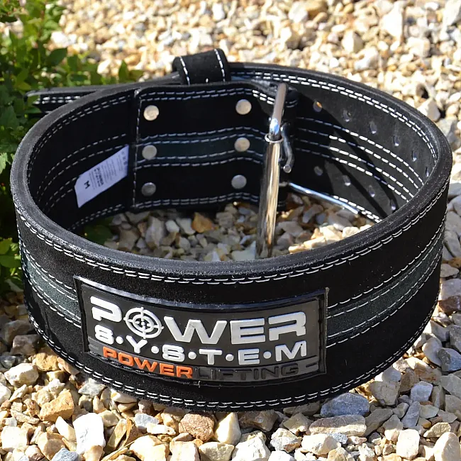 Пояс для пауэрлифтинга POWER SYSTEM PS-3800 кожаный Black/Grey Line