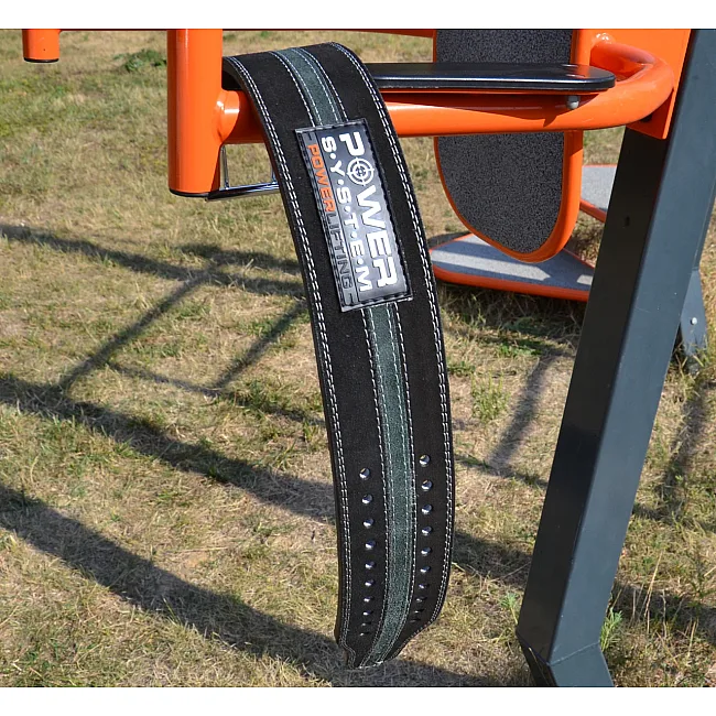Пояс для пауэрлифтинга POWER SYSTEM PS-3800 кожаный Black/Grey Line