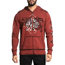 Толстовка мужская AFFLICTION Concrete Rev.Zip Black Red Ochre