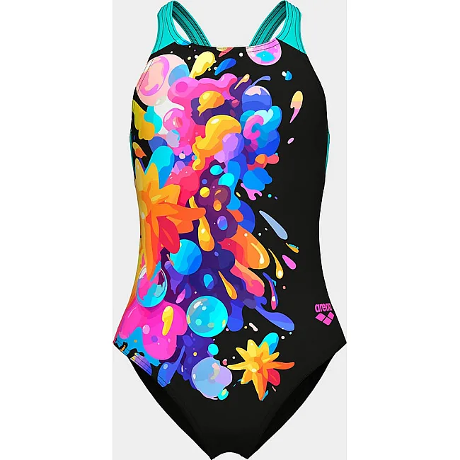 Купальник для девочек Arena PAINTING SWIMSUIT V BACK черный (для детей)