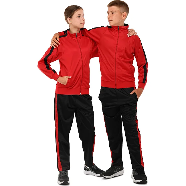 Спортивный костюм детский кофта на молнии и брюки LIDONG LD-581 26-32 (Красный-черный)