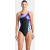 Купальник закритий для жінок Arena DREAMHLINE SWIMSUIT V BACK чорний, фіолетовий, бірюзовій