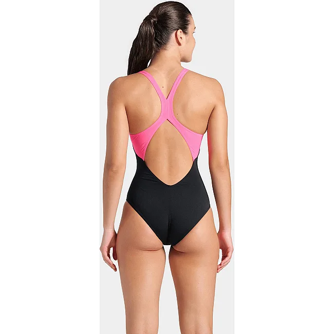 Купальник закритий для жінок Arena DREAMHLINE SWIMSUIT V BACK чорний, фіолетовий, бірюзовій