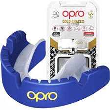 Капа для бокса OPRO Gold Braces под брекеты взрослая (возраст 11+) Dark Blue/Pearl (art.102506002)