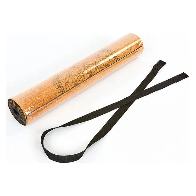 Коврик для йоги Пробковый каучуковый двухслойный Yoga mat RECORD
 FI-7156-8 183x61мx0.4cм с принтом Мандала