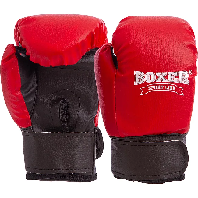 Перчатки для бокса детские искусственная кожа BOXER 2026 4 унции (Красный)