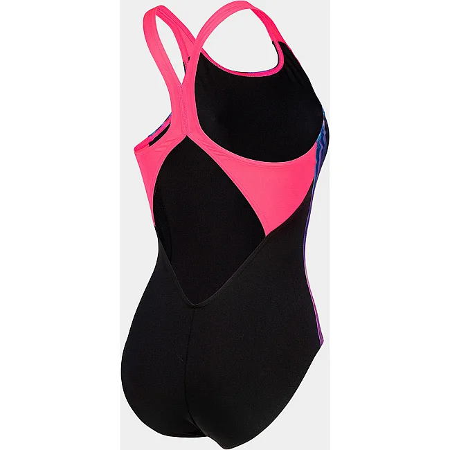 Купальник закритий для жінок Arena DREAMHLINE SWIMSUIT V BACK чорний, фіолетовий, бірюзовій