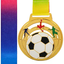 Медаль спортивная с лентой цветная тематическая SP-SPORT Футбол C-0636 ø6,5см золото (Золотой)