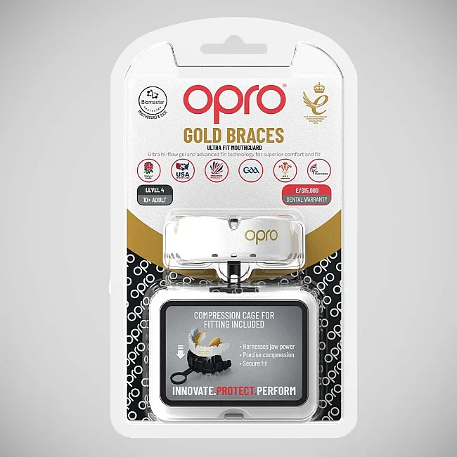 Капа для бокса OPRO Gold Braces под брекеты взрослая (возраст 11+) Dark Blue/Pearl (art.102506002)