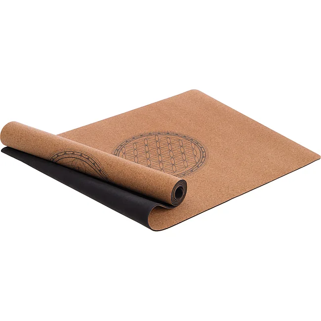 Коврик для йоги Пробковый каучуковый двухслойный Yoga mat RECORD
 FI-7156-8 183x61мx0.4cм с принтом Мандала