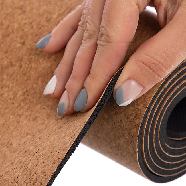 Коврик для йоги Пробковый каучуковый двухслойный Yoga mat RECORD
 FI-7156-8 183x61мx0.4cм с принтом Мандала