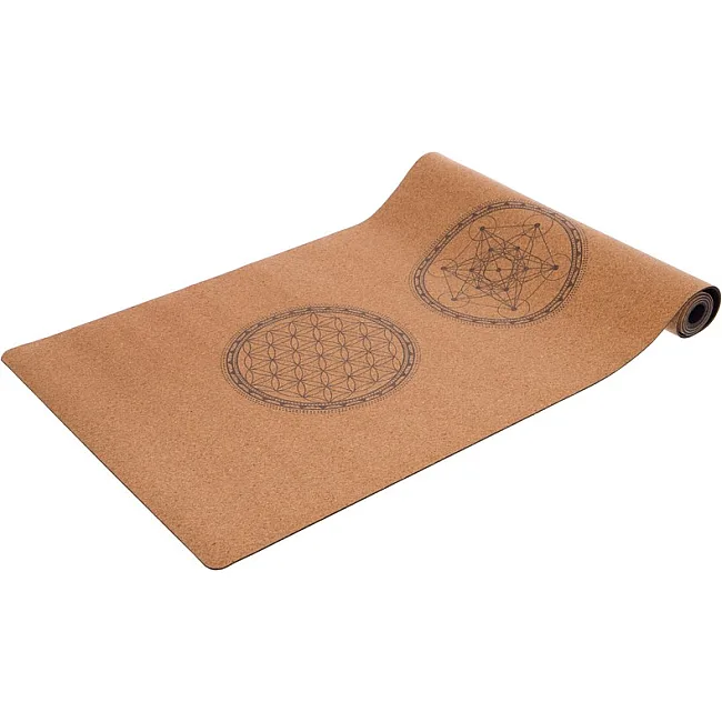 Коврик для йоги Пробковый каучуковый двухслойный Yoga mat RECORD
 FI-7156-8 183x61мx0.4cм с принтом Мандала