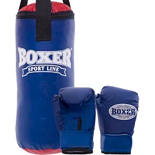 Розпродаж! Набір боксерський дитячий груша та рукавички BOXER 1008-2026 (Чорний-синій)