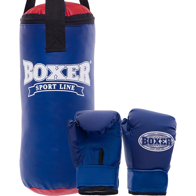 Набір боксерський дитячий груша та рукавички BOXER 1008-2026 (Чорний-синій)