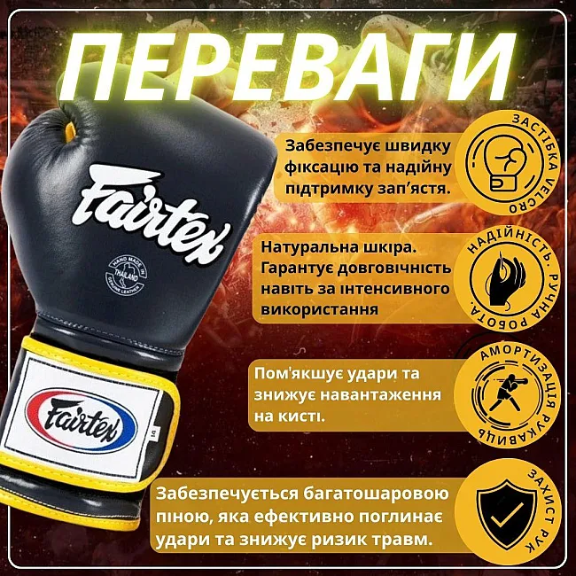 Боксерські рукавиці Fairtex BGV9 Mexican Blue/Yellow (бинти в комплекті)