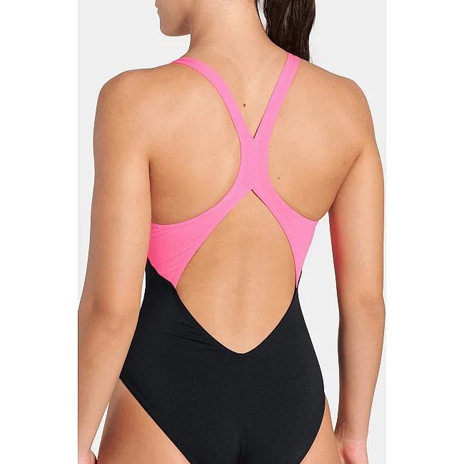 Купальник закритий для жінок Arena DREAMHLINE SWIMSUIT V BACK чорний, фіолетовий, бірюзовій