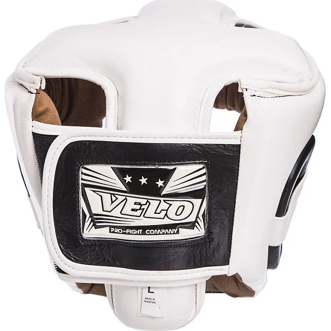 Боксерский шлем открытый кожаный VELO VL-2211