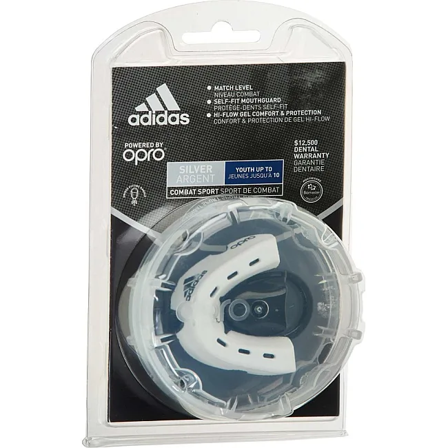 Капа для бокса взрослая Adidas/Opro Silver | белая/чорная | ADIBP32