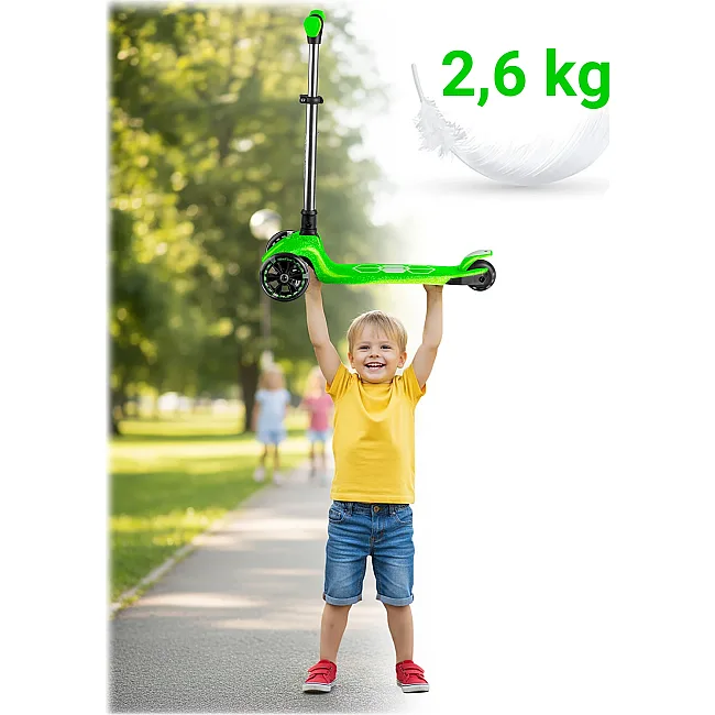 Детский самокат трехколесный Ricokids Jelly зеленый
