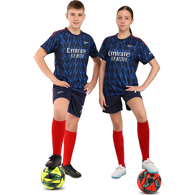 Футбольна форма дитяча із символікою клубу ARSENAL гостьова 2026 SP-SPORT CO-7350 (Синій-чорний)