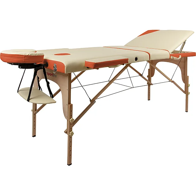 Масажний стіл inSPORTline Japane 3-Piece Wooden - біло-оранжевий