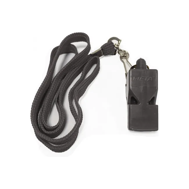 Свисток арбитра пластиковый со шнурком META Whistle plastic classic with lanyard черный OFSM