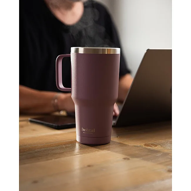 Термостакан (изолированная чашка) Bohtal с ручкой из нержавеющей стали Tumbler Plum 900 ml