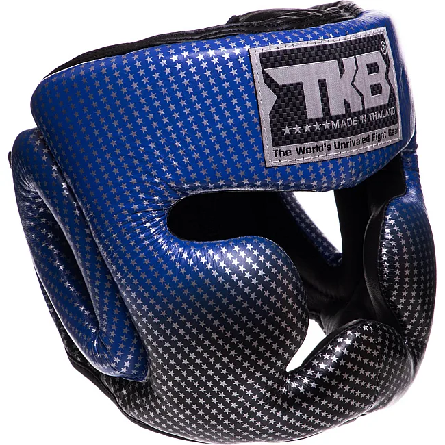 Тренувальний шолом для боксу шкіра TOP KING Super Star TKHGSS-01 (Синій)