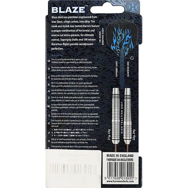Дротики для дартса
 цилиндрические HARROWS
 BLAZE BD821 22гр 3шт