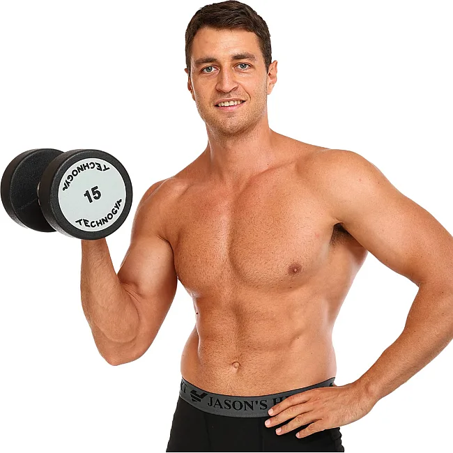 Распродажа! Гантель профессиональная с полиуретановым покрытием TECHNOGYM TG-1834-15 1шт 15кг