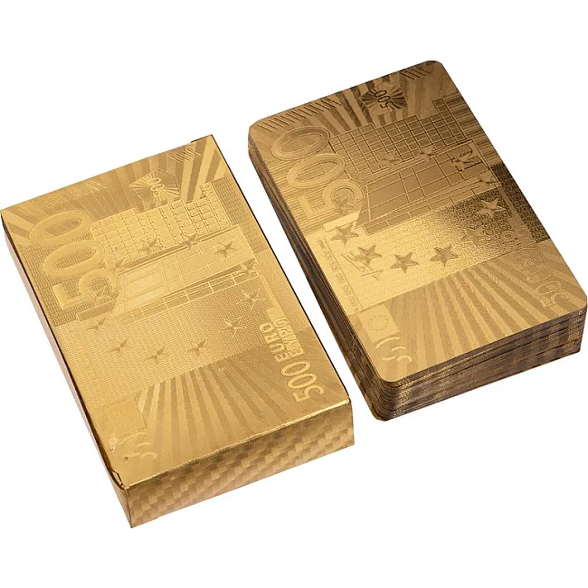 Игральные карты
 пластиковые золотые SP-SPORT
 GOLD 500 EURO IG-4567-G 54 карты