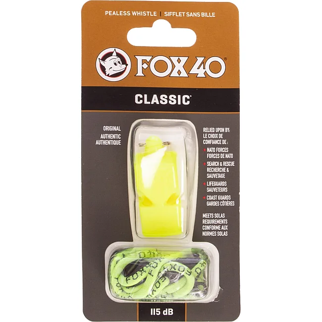Свисток спортивный судейский пластиковый со шнурком CLASSIC FOX40-CLASSIC (Салатовый)