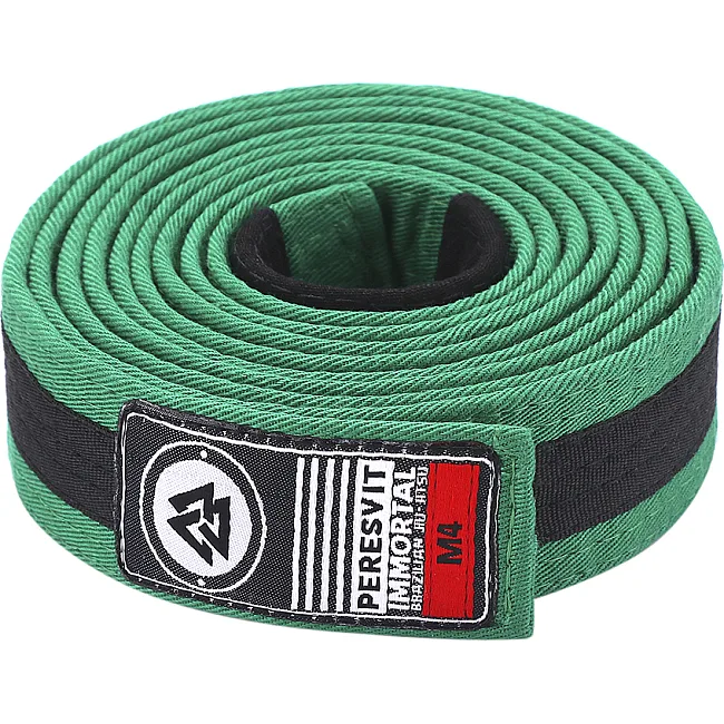 Детский пояс для кимоно БЖЖ Peresvit Green Black Stripe