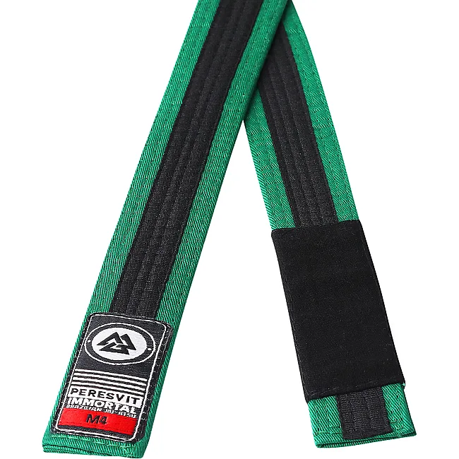 Детский пояс для кимоно БЖЖ Peresvit Green Black Stripe